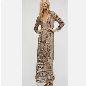Free People Intimately Nude Beaded Mesh Gown